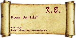 Kopa Bartó névjegykártya